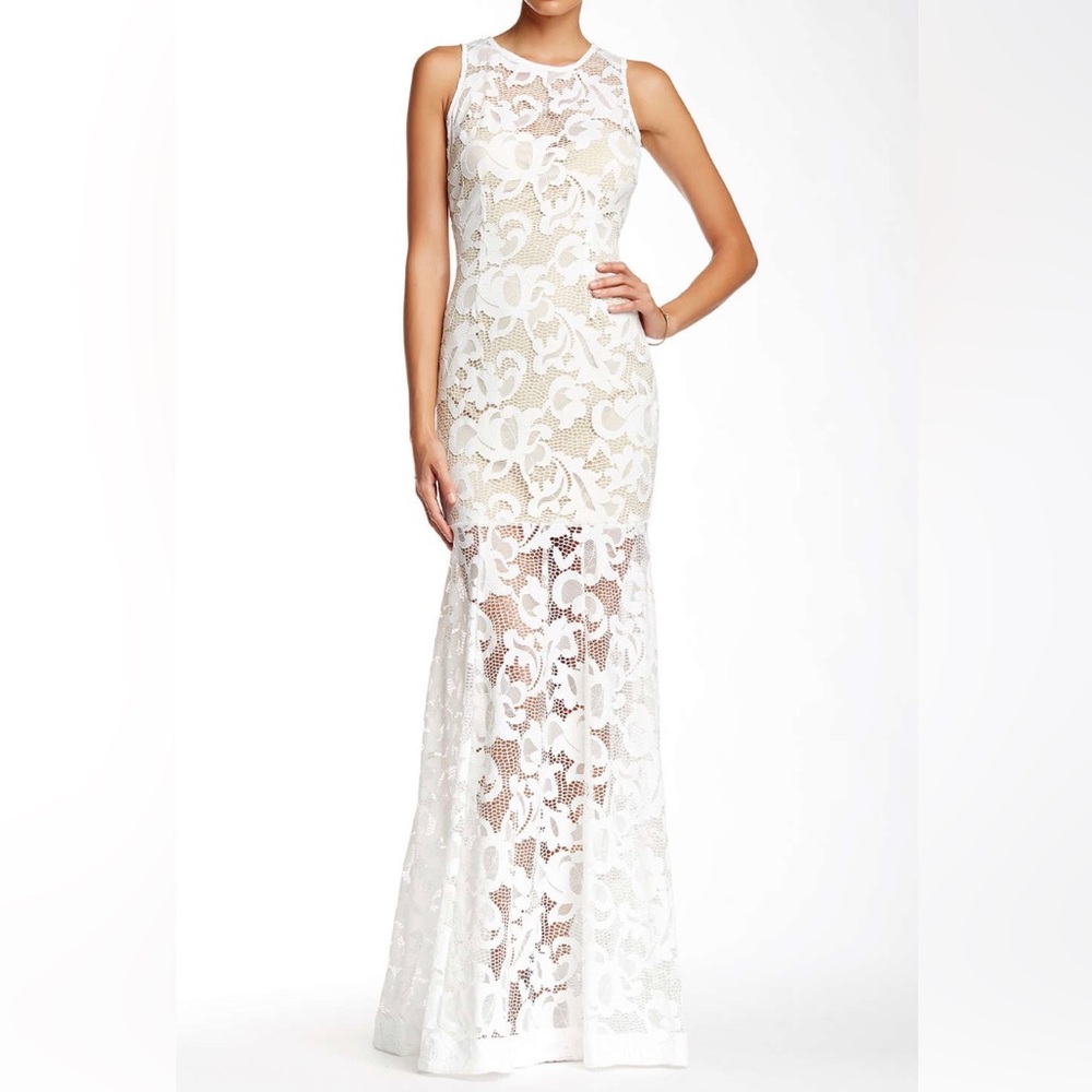 White Lace Embroidered Gown size 2